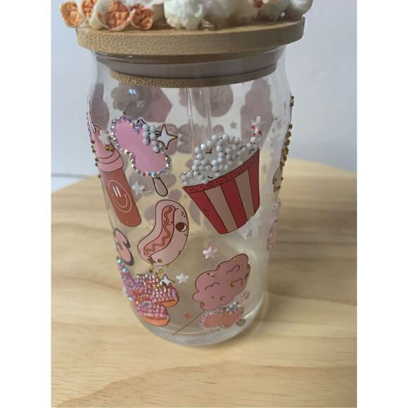 Disney parks just here for the snacks glass beer can shaped cup with decorated t - Picture 4 of 6